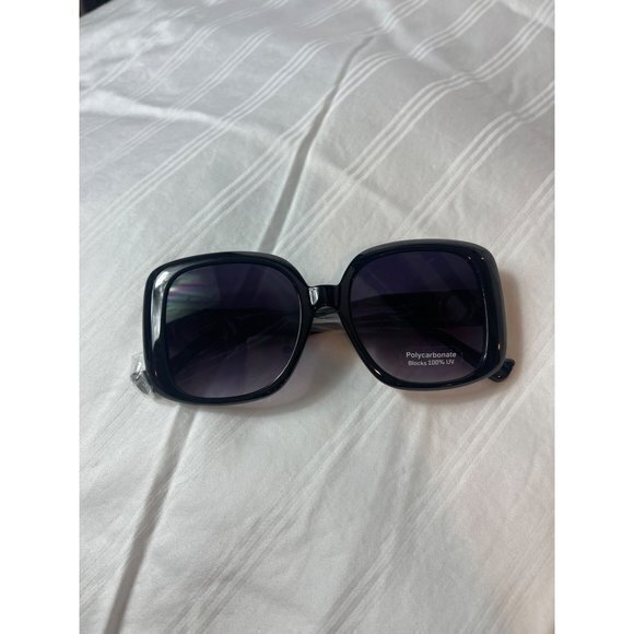 Call Me Baby Square Frame Temple Design Sunglasses‎ Black main image 7